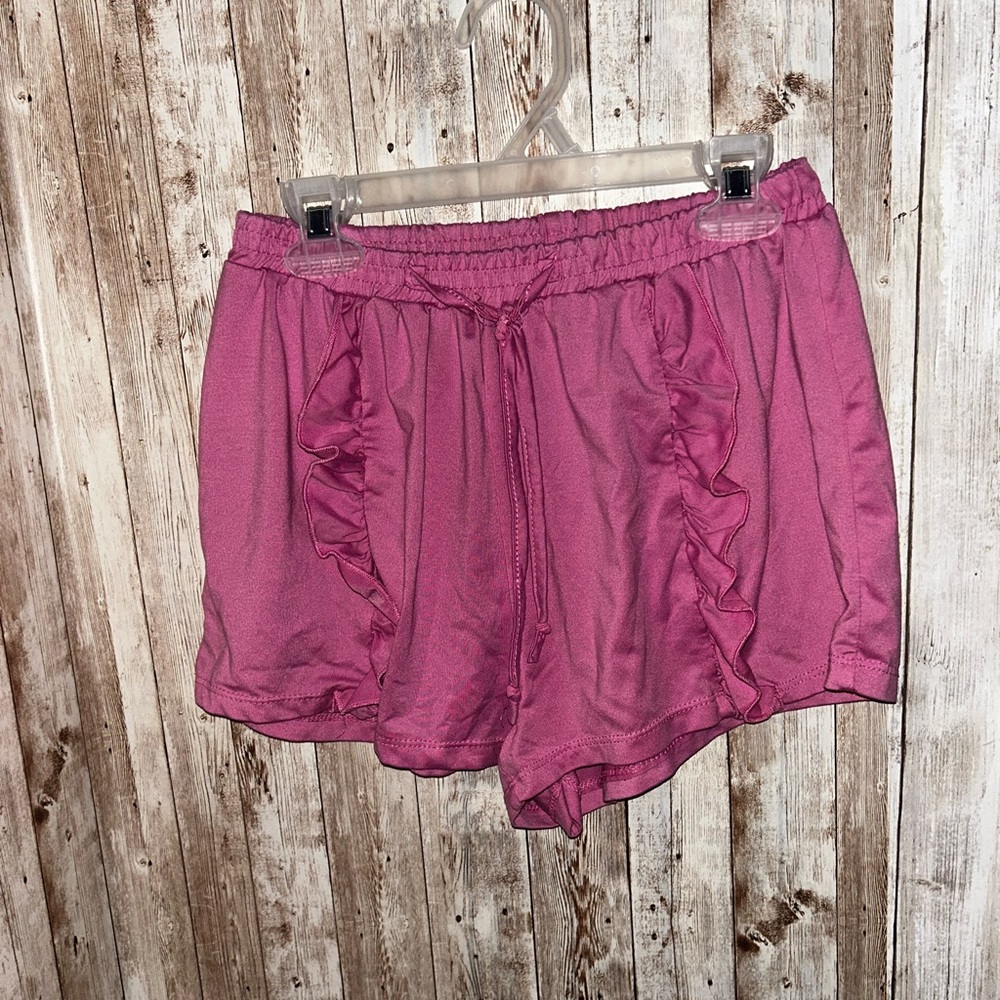 Vibrant Pink Ruffle Athletic Shorts